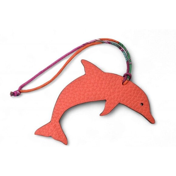 Hermes Bag Charm Strap Dolphin Motif Petite Ash Ornament Bordeaux Never